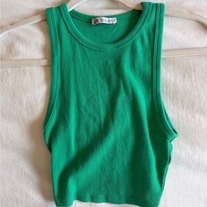 Zara Emerald Ribbed Tank Top
